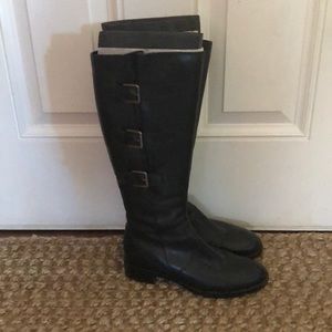 Women’s black tall leather boots